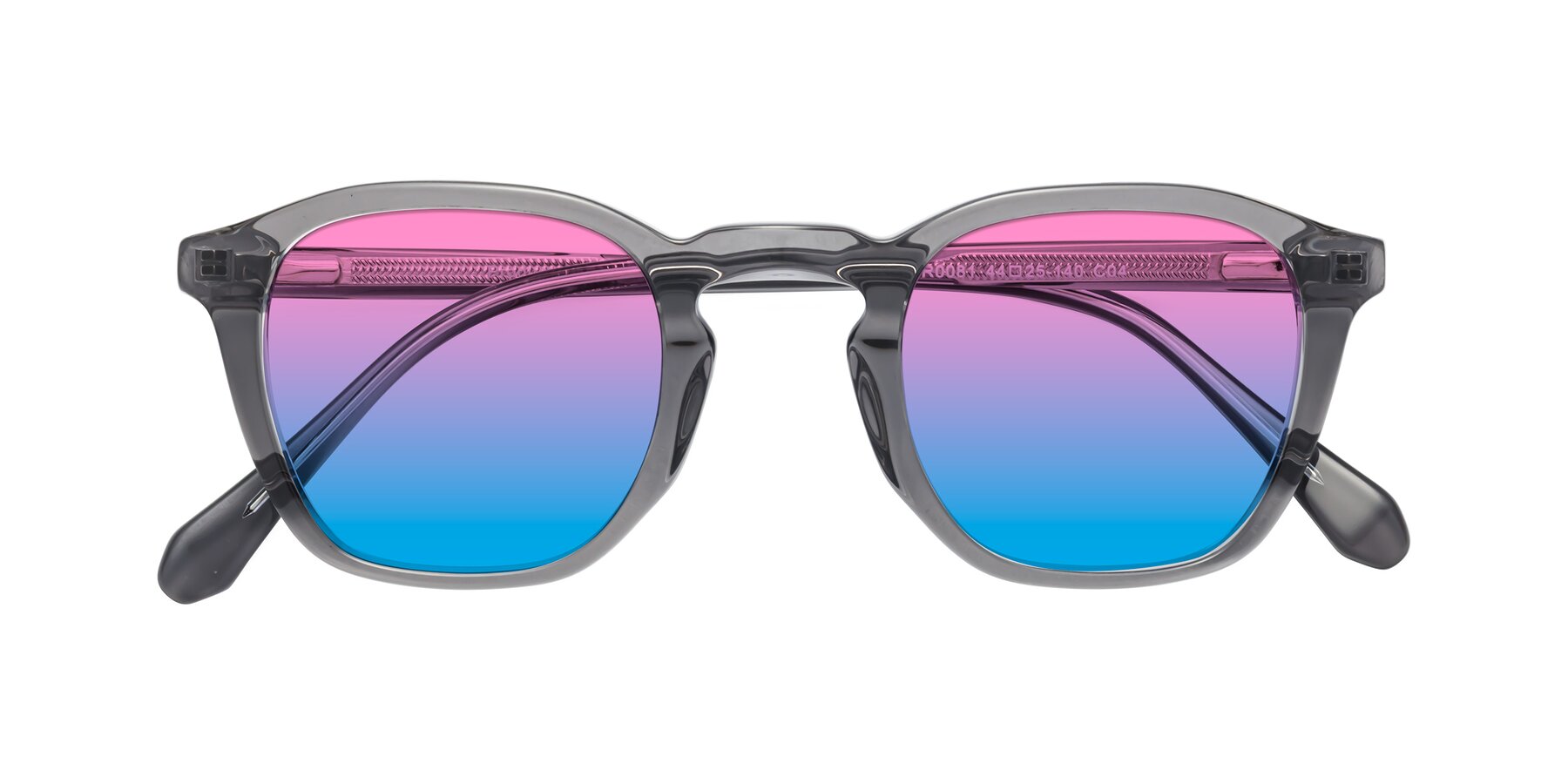 Folded Front of Producer in Transparent Gray with Pink / Blue Gradient Lenses