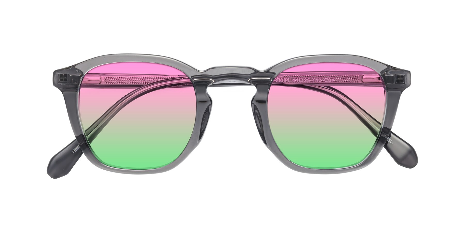 Folded Front of Producer in Transparent Gray with Pink / Green Gradient Lenses