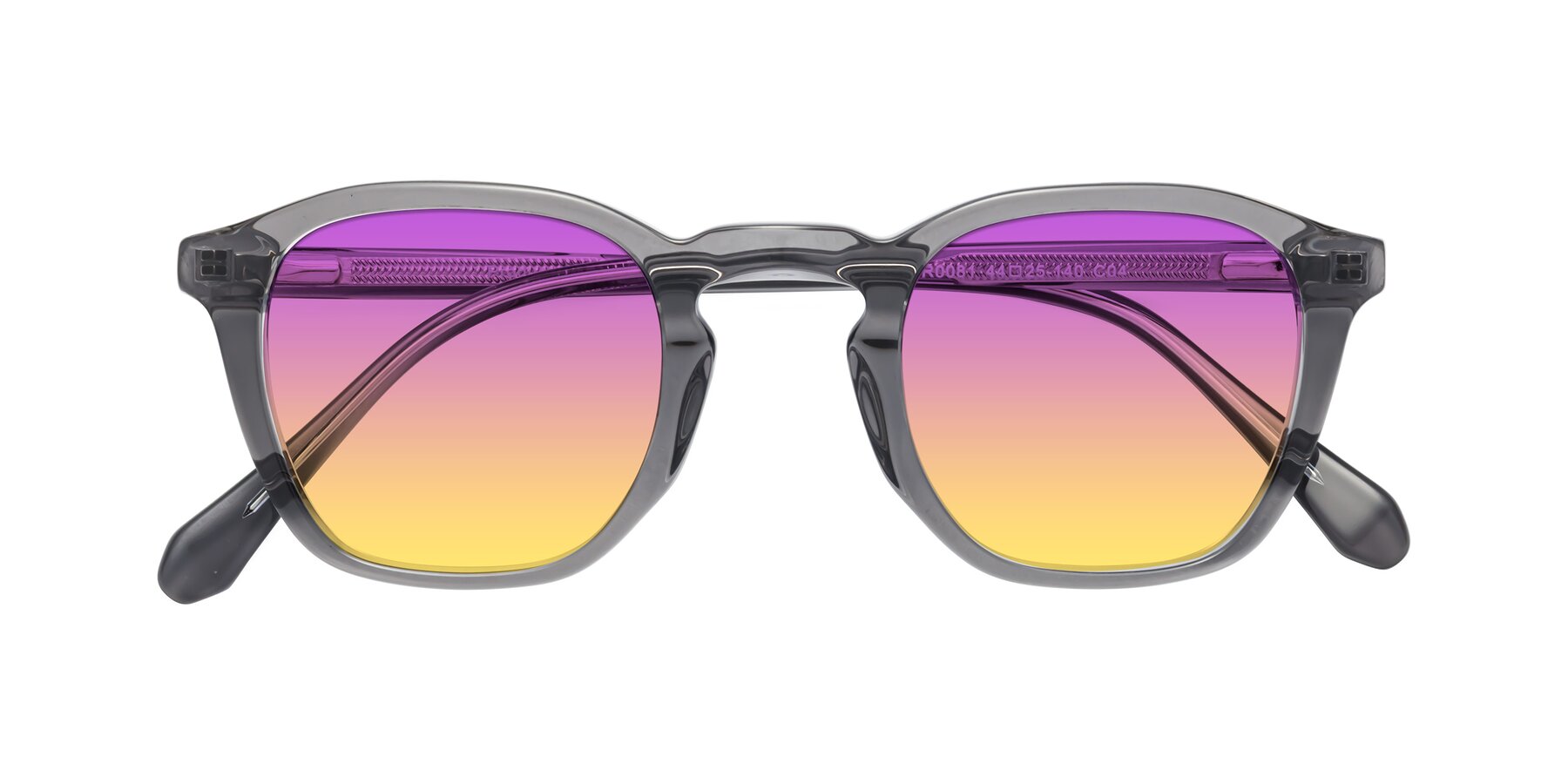 Folded Front of Producer in Transparent Gray with Purple / Yellow Gradient Lenses