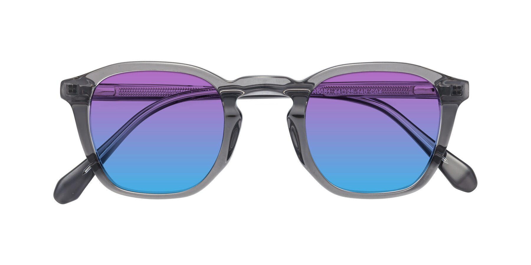 Folded Front of Producer in Transparent Gray with Purple / Blue Gradient Lenses