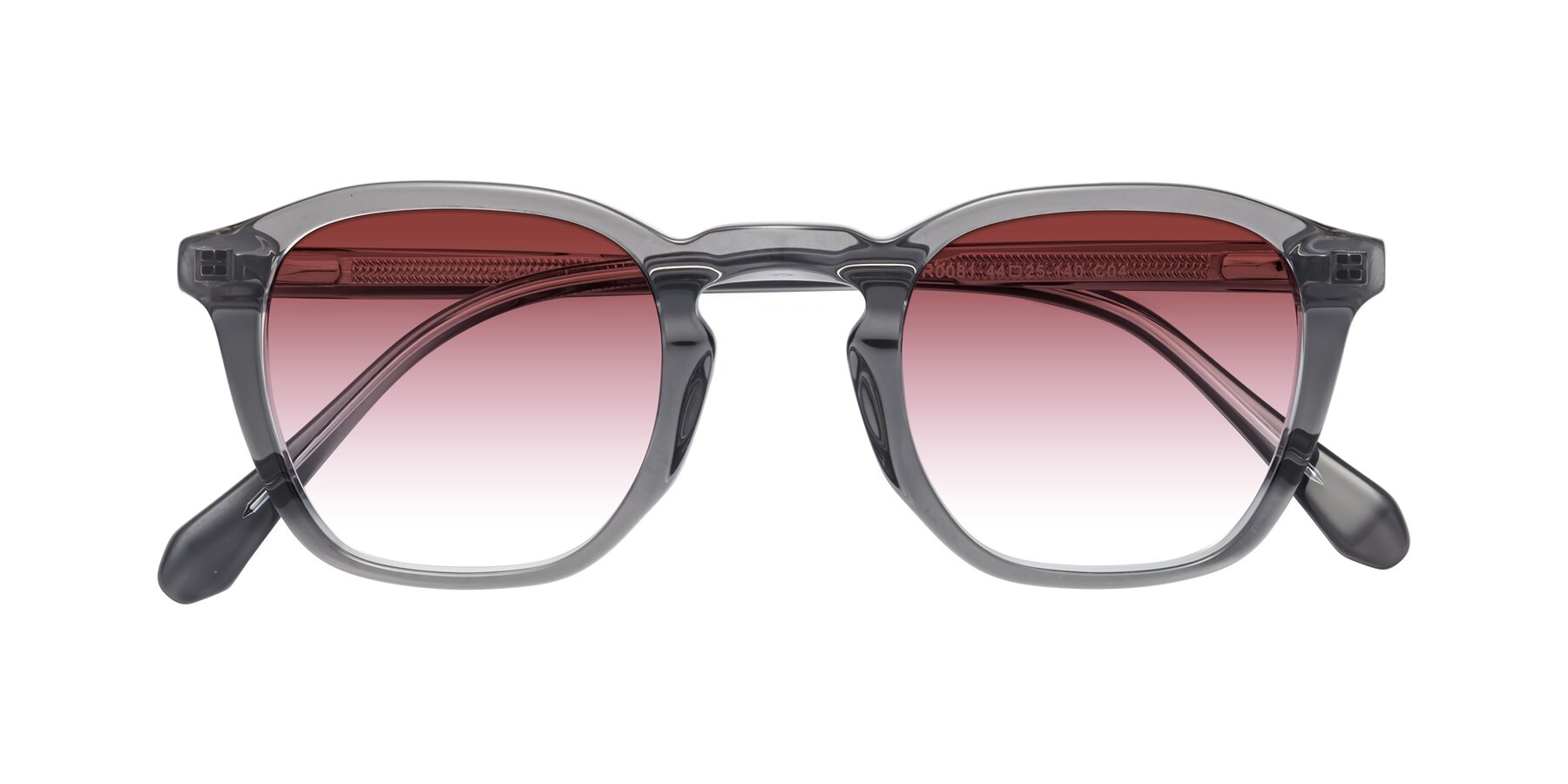 Folded Front of Producer in Transparent Gray with Garnet Gradient Lenses