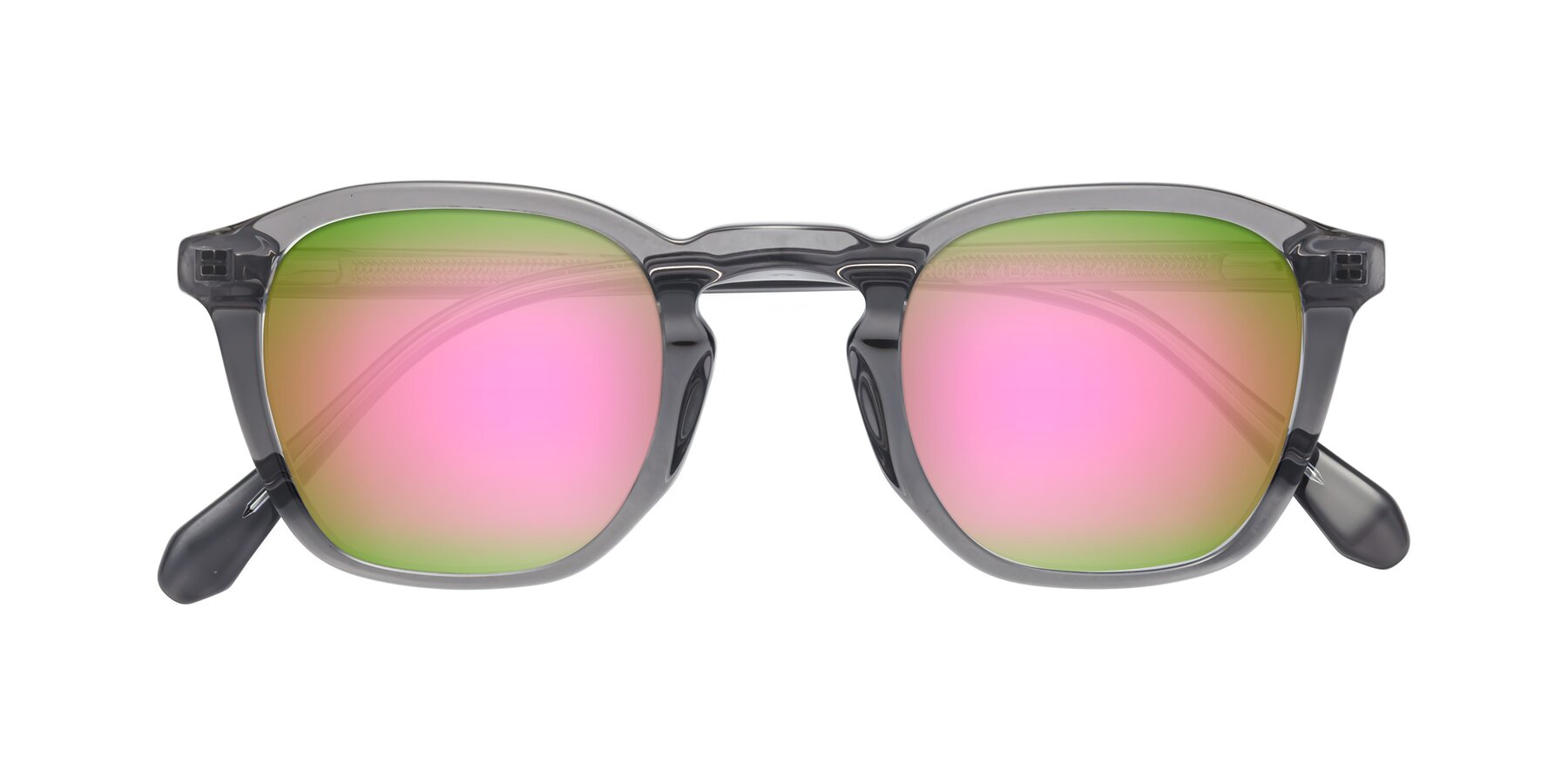 Folded Front of Producer in Transparent Gray with Pink Mirrored Lenses