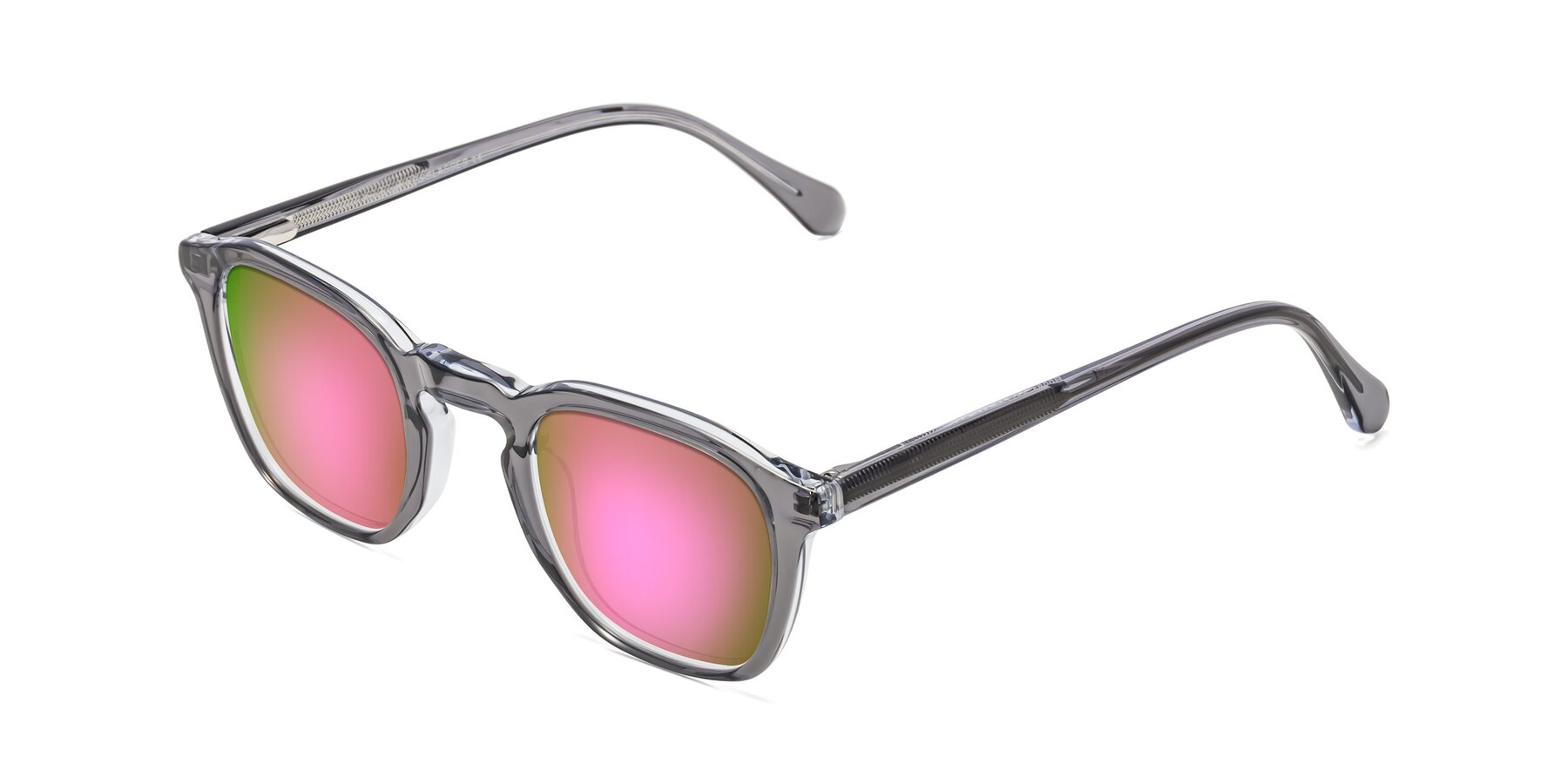 Angle of Producer in Transparent Gray with Pink Mirrored Lenses