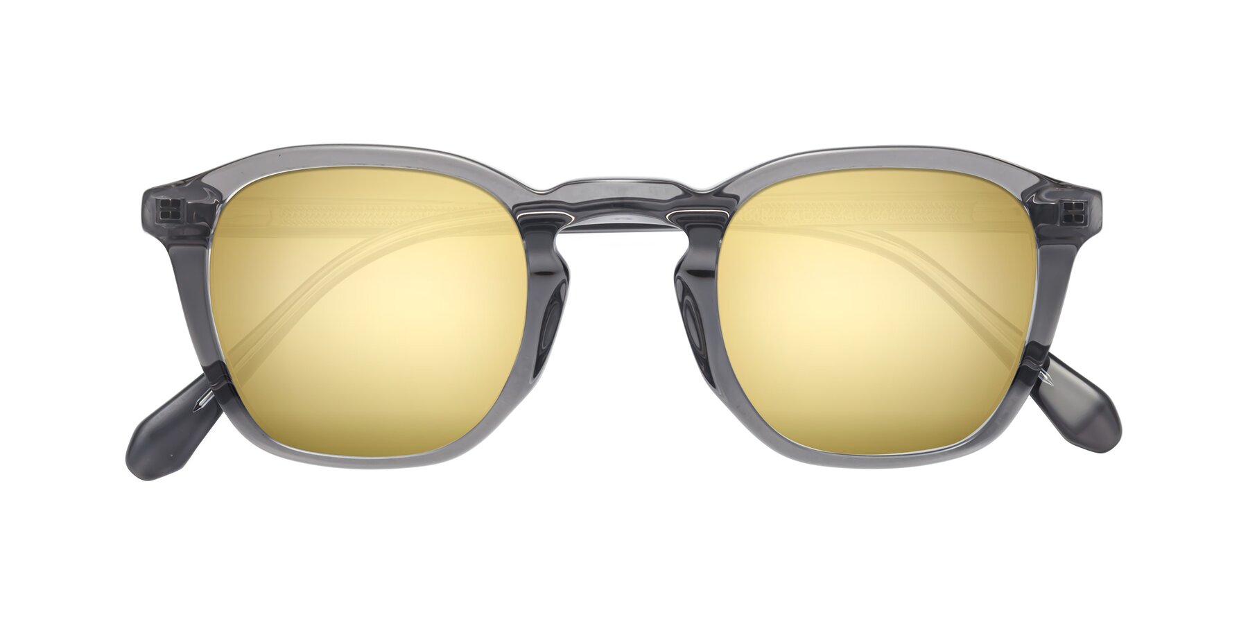 Folded Front of Producer in Transparent Gray with Gold Mirrored Lenses