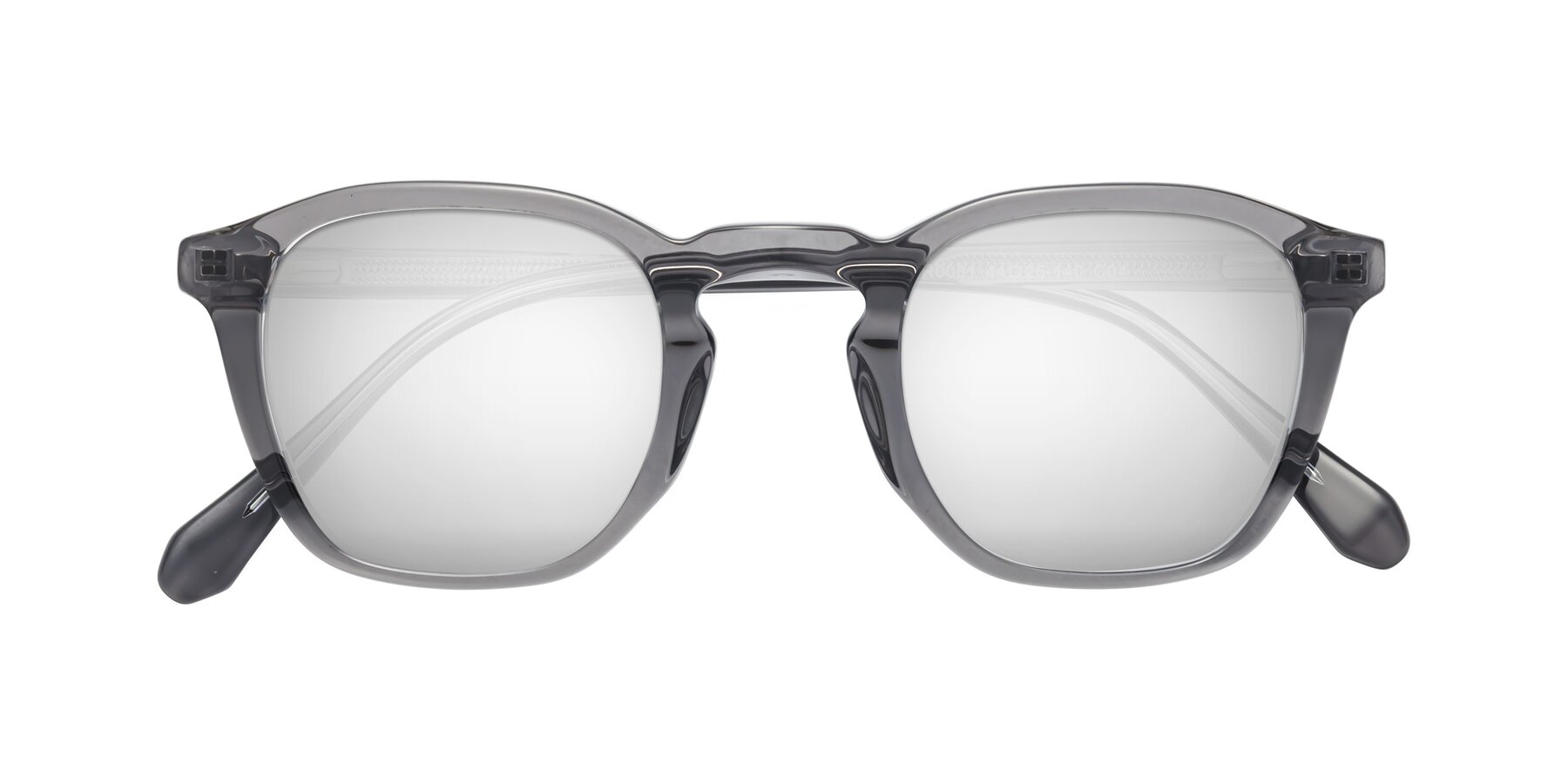 Folded Front of Producer in Transparent Gray with Silver Mirrored Lenses