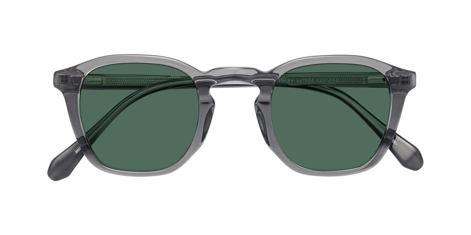 Folded Front of Producer in Transparent Gray with Green Polarized Lenses