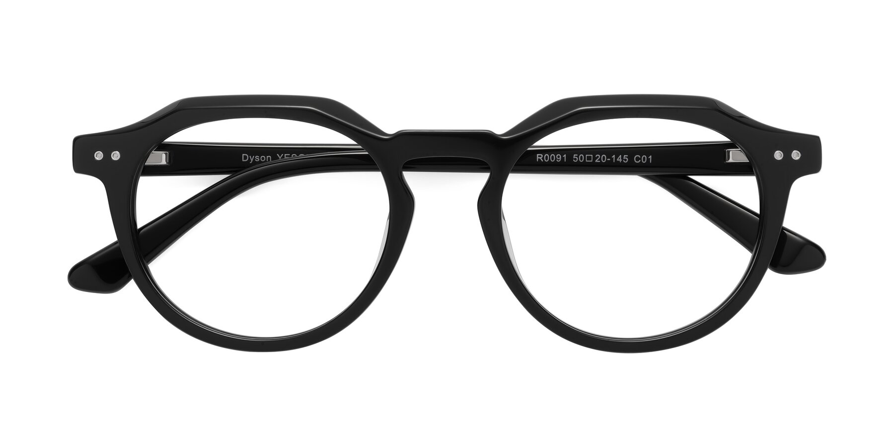 Folded Front of Dyson in Black with Clear Eyeglass Lenses