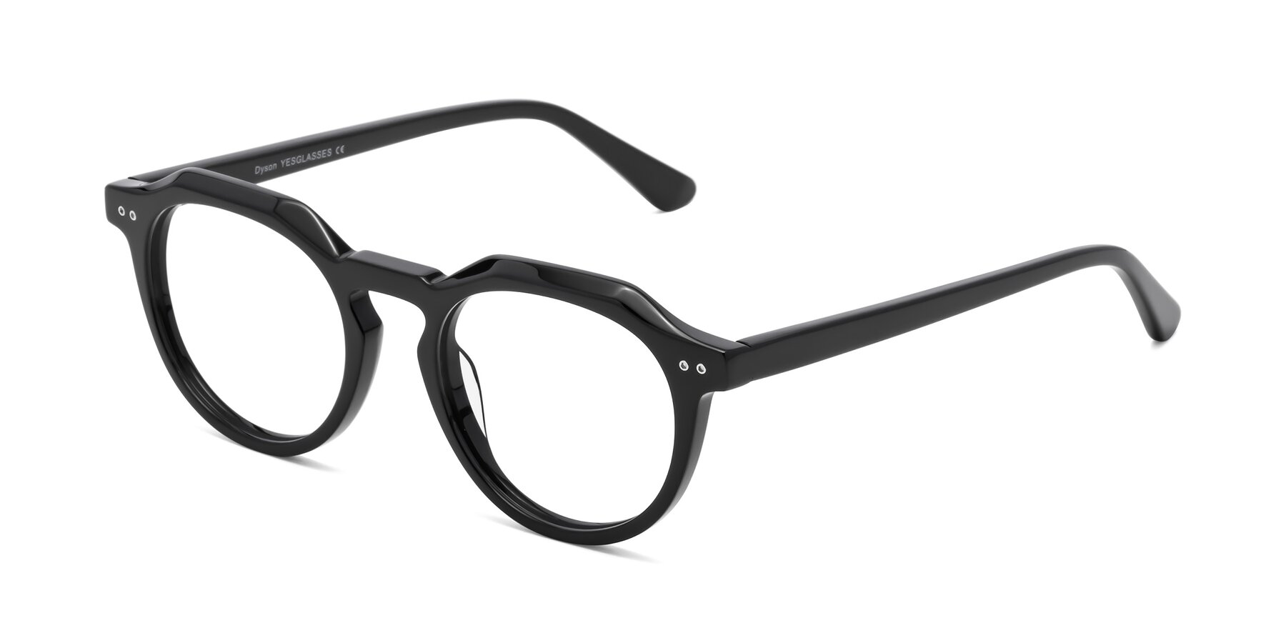 Angle of Dyson in Black with Clear Reading Eyeglass Lenses