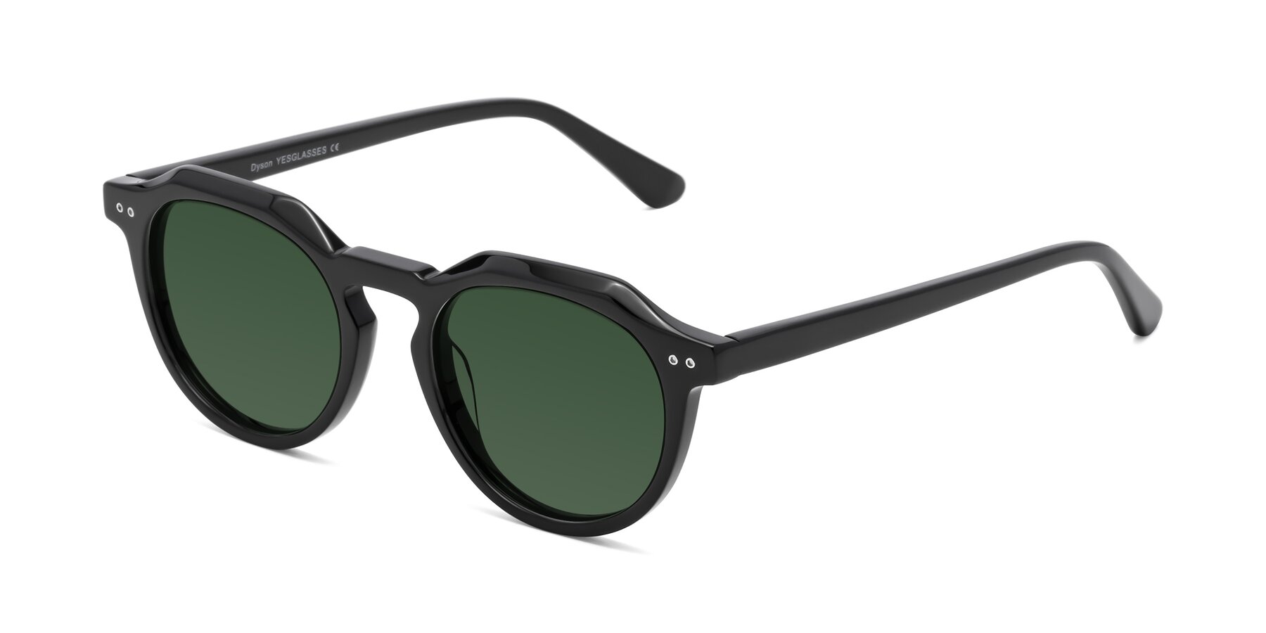 Angle of Dyson in Black with Green Tinted Lenses