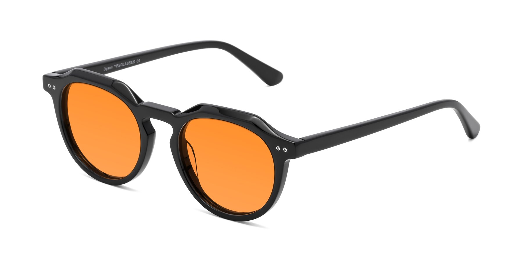 Angle of Dyson in Black with Orange Tinted Lenses