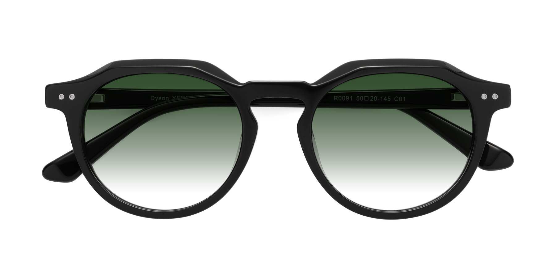 Folded Front of Dyson in Black with Green Gradient Lenses