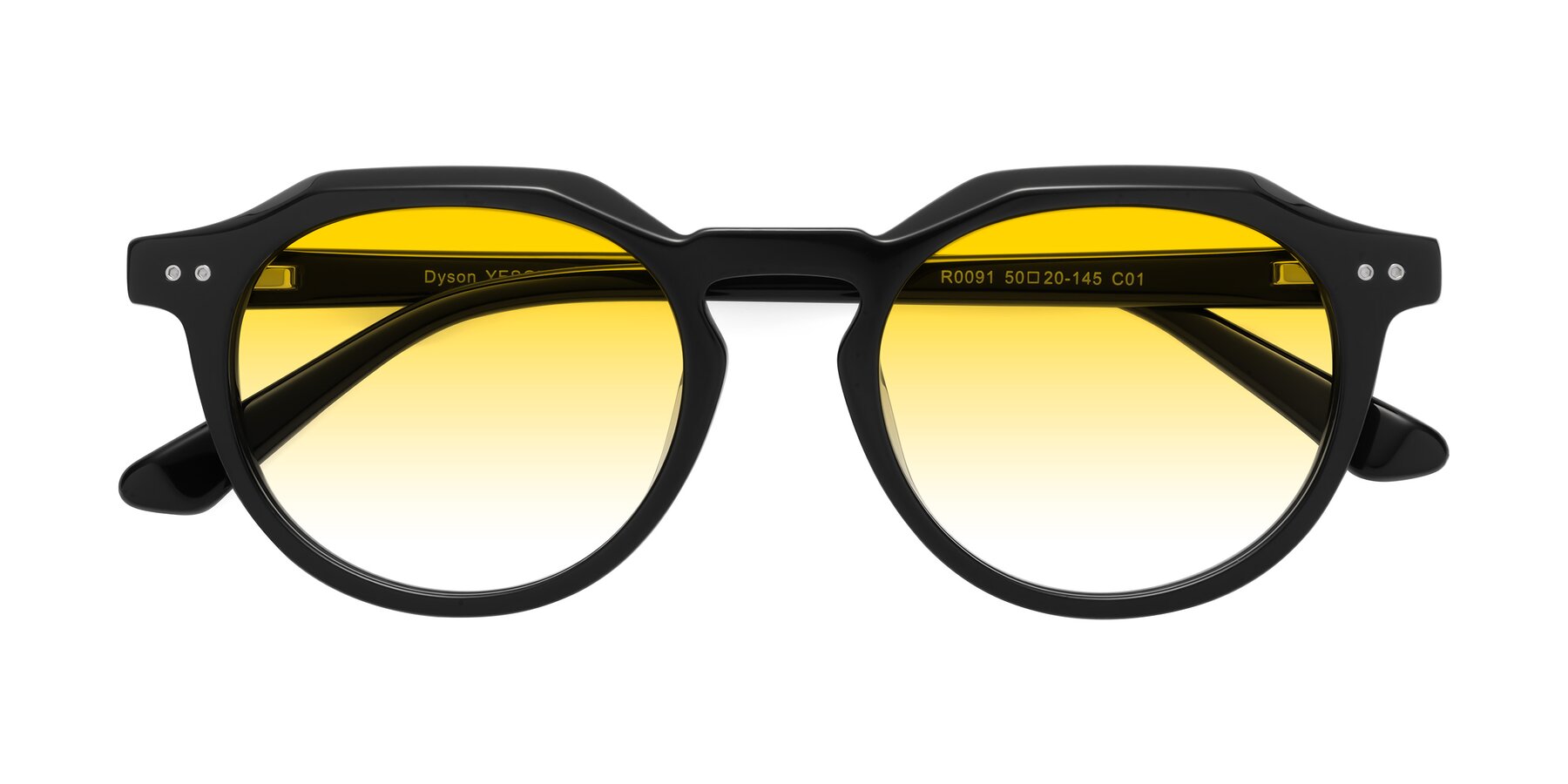 Folded Front of Dyson in Black with Yellow Gradient Lenses