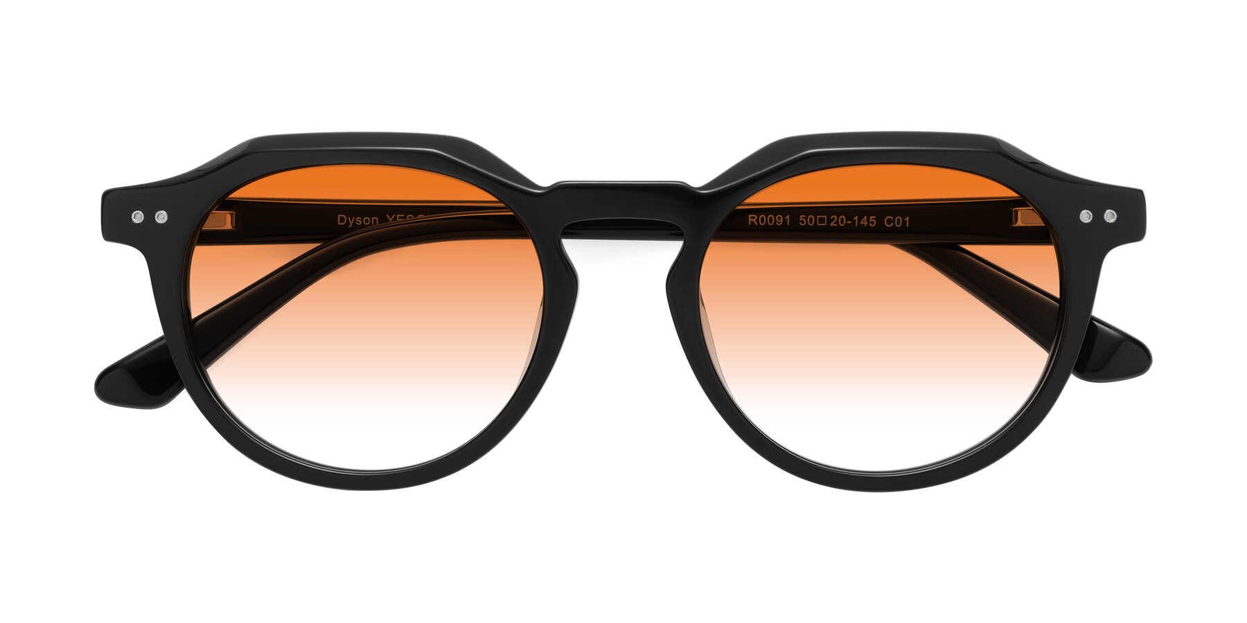 Folded Front of Dyson in Black with Orange Gradient Lenses