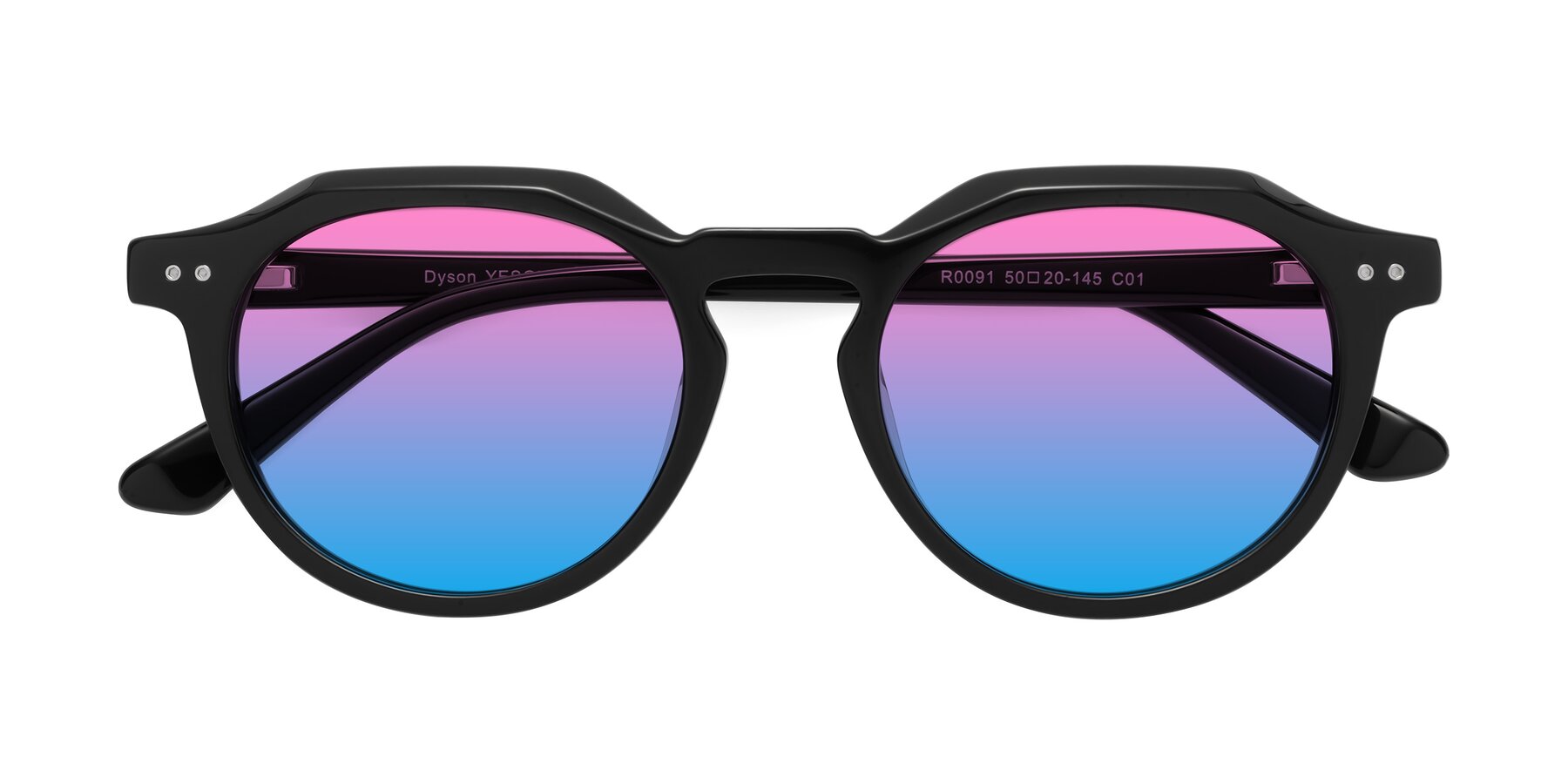 Folded Front of Dyson in Black with Pink / Blue Gradient Lenses