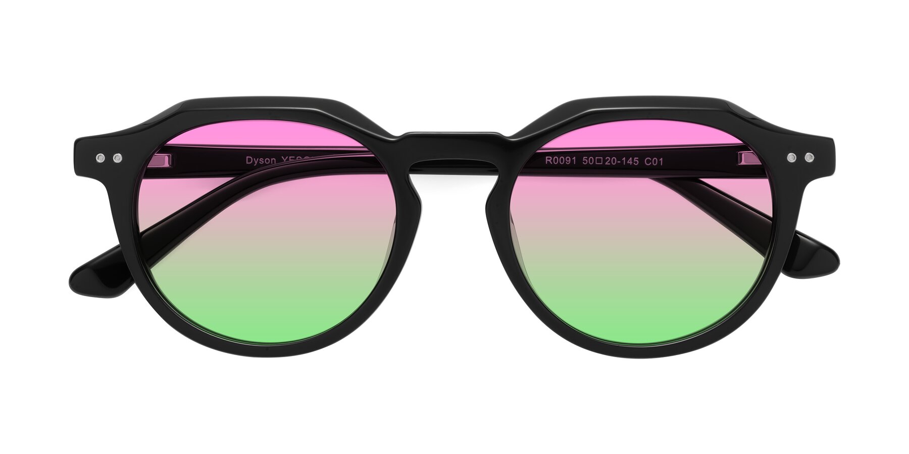 Folded Front of Dyson in Black with Pink / Green Gradient Lenses