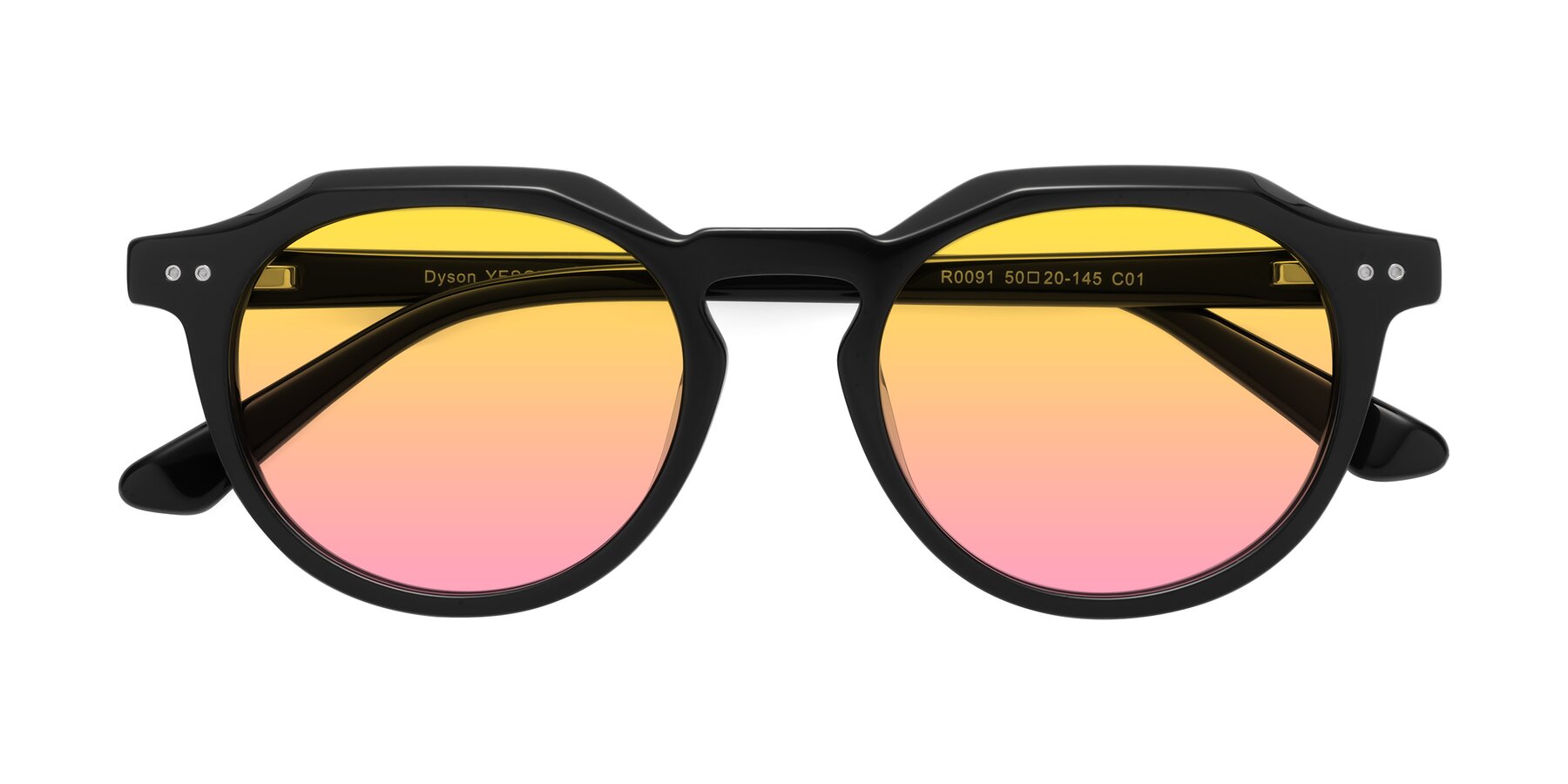 Folded Front of Dyson in Black with Yellow / Pink Gradient Lenses