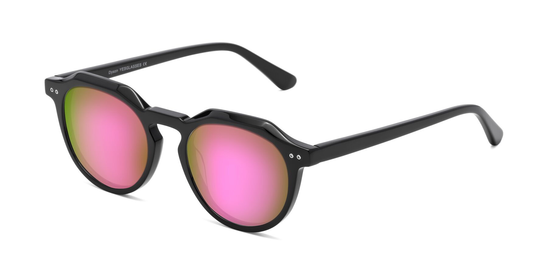 Angle of Dyson in Black with Pink Mirrored Lenses