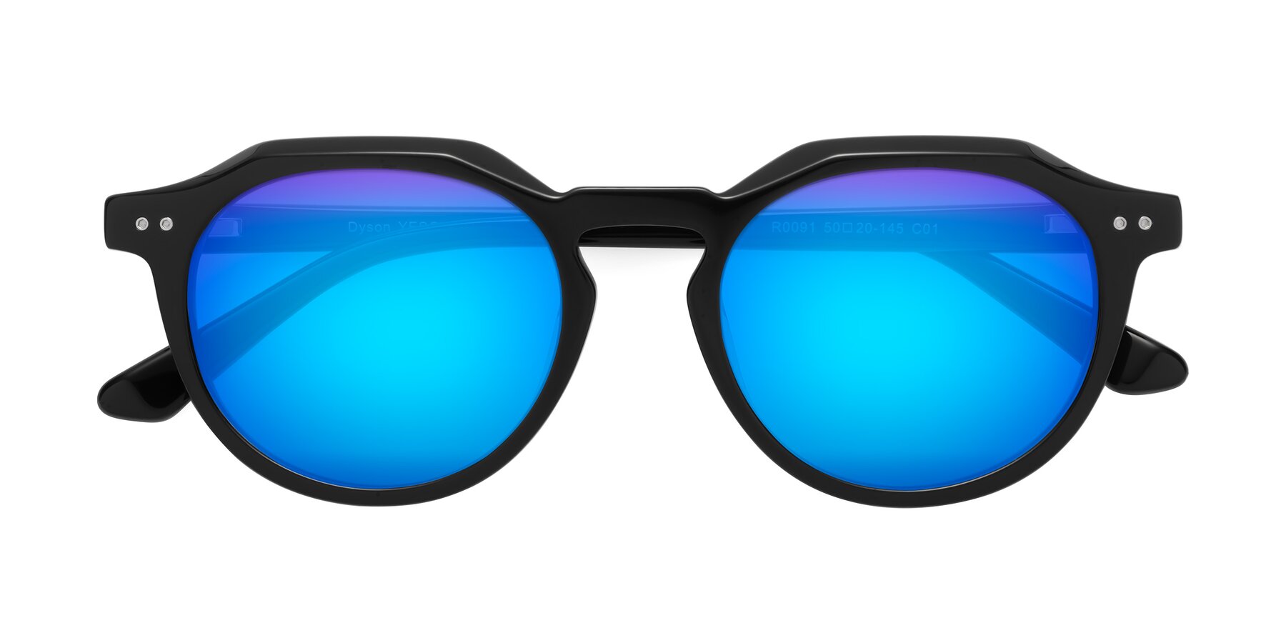 thumbnail image 2 of Delta Plus RSG100 Safety Glasses - Gloss Black Frame, Sky Blue Mirror Lens 2 of 4