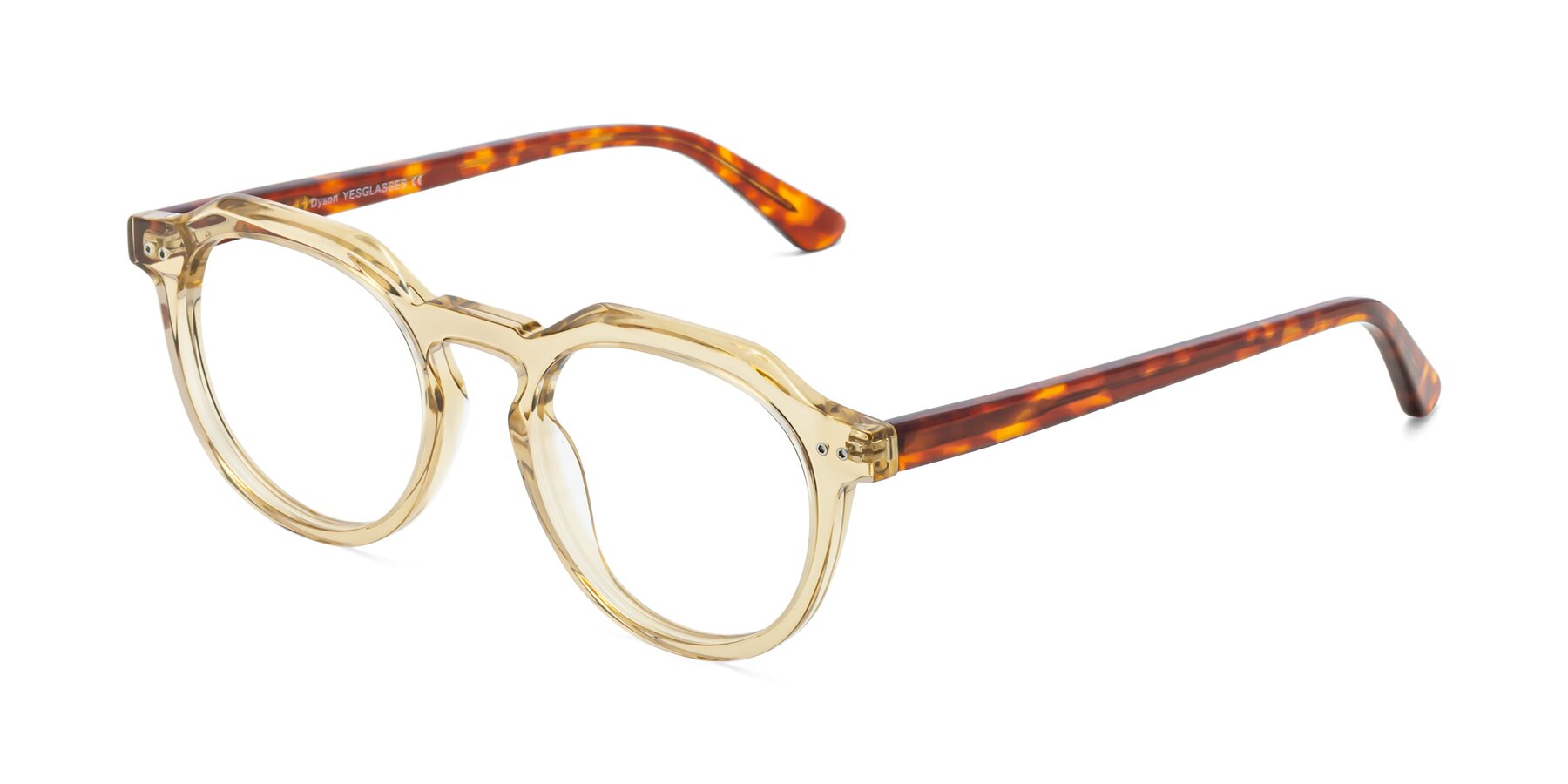 Angle of Dyson in Amber-Tortoise with Clear Eyeglass Lenses