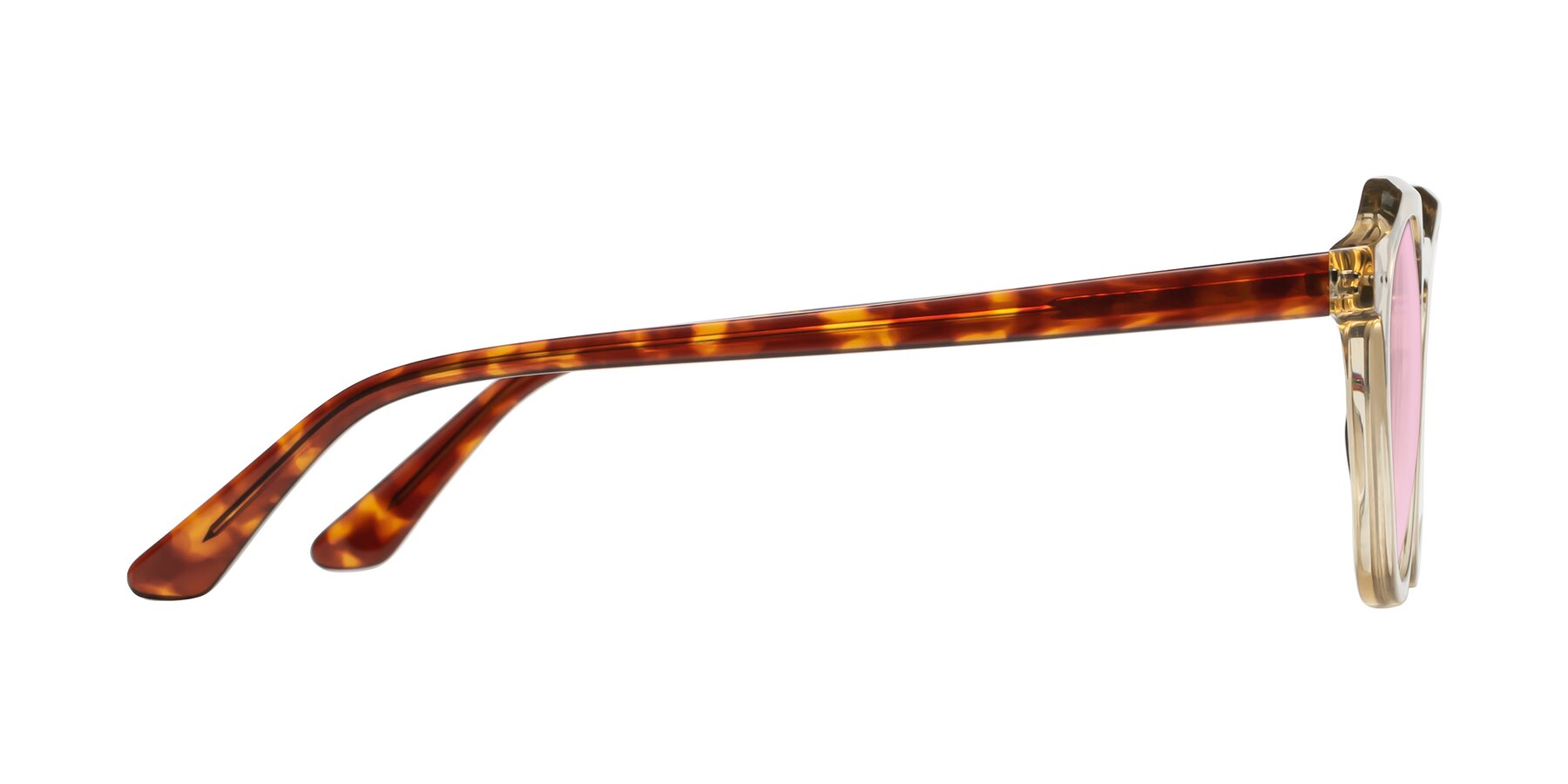 Side of Dyson in Amber-Tortoise with Light Pink Tinted Lenses