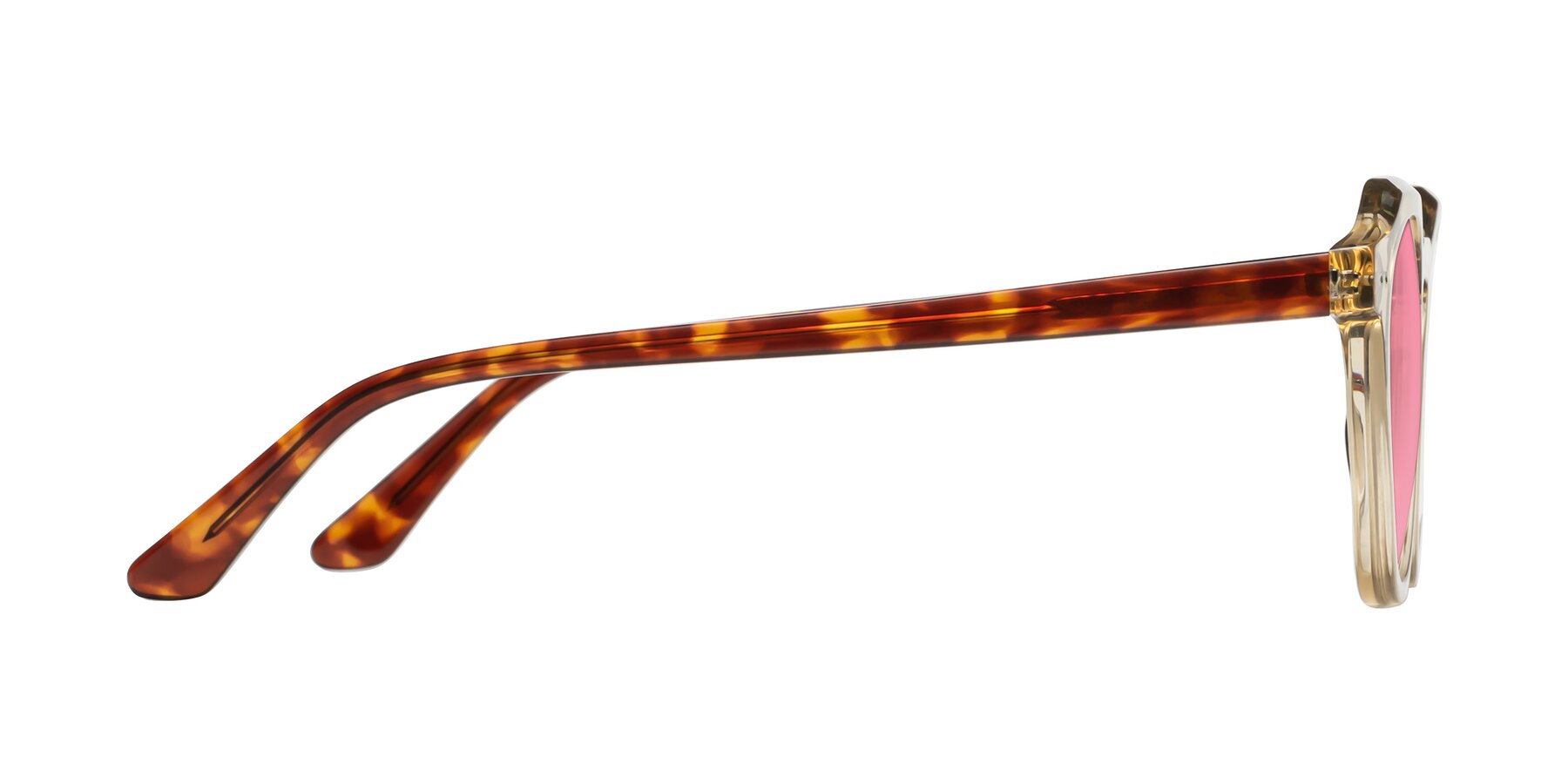 Side of Dyson in Amber-Tortoise with Pink Tinted Lenses