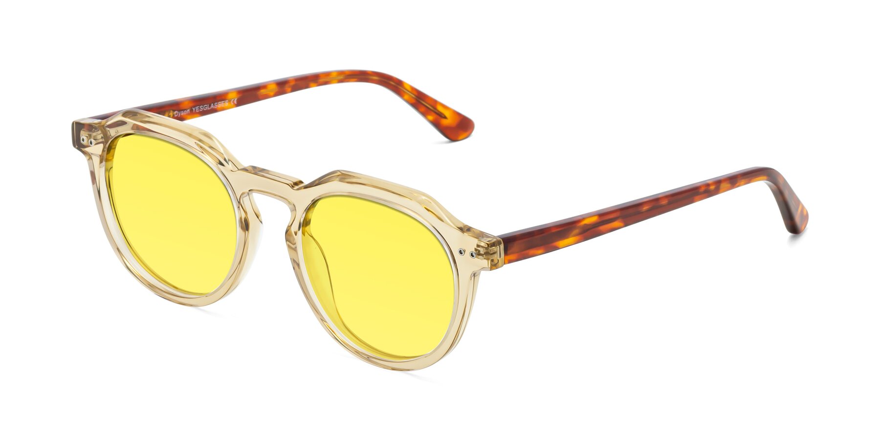 Angle of Dyson in Amber-Tortoise with Medium Yellow Tinted Lenses