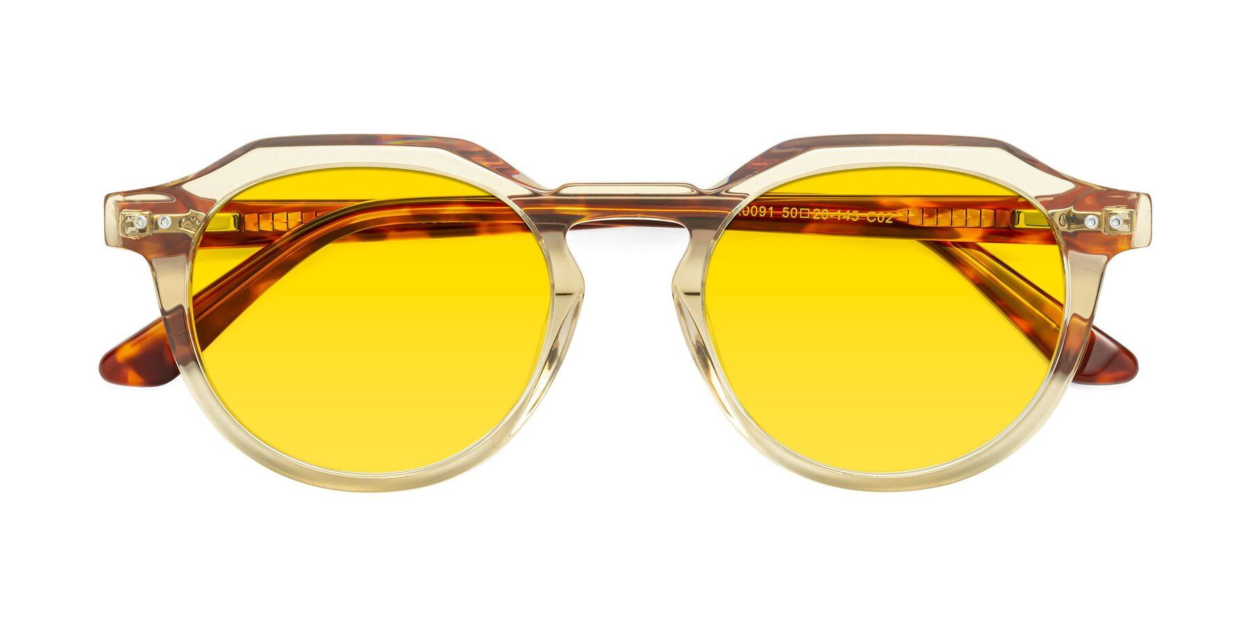 Folded Front of Dyson in Amber-Tortoise with Yellow Tinted Lenses