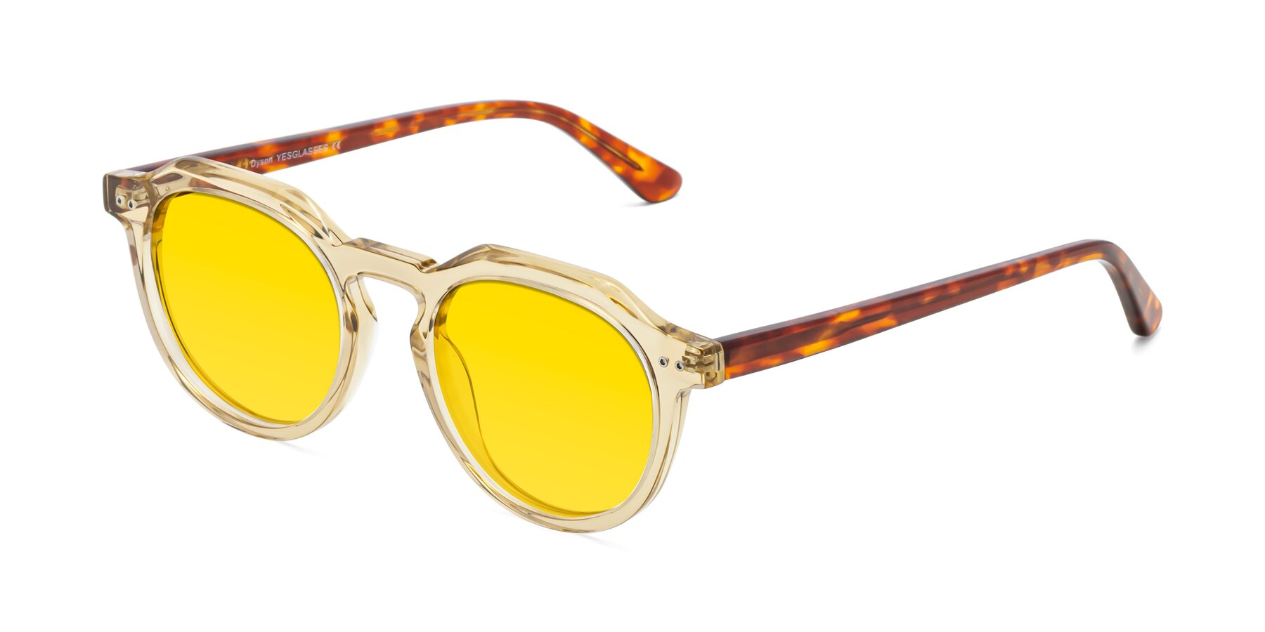 Angle of Dyson in Amber-Tortoise with Yellow Tinted Lenses