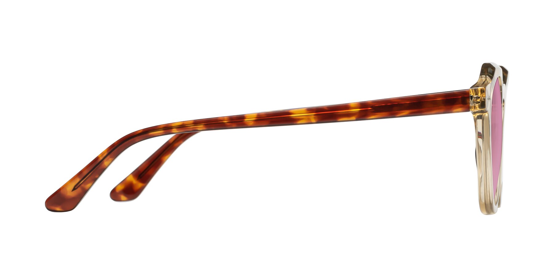 Side of Dyson in Amber-Tortoise with Medium Wine Tinted Lenses