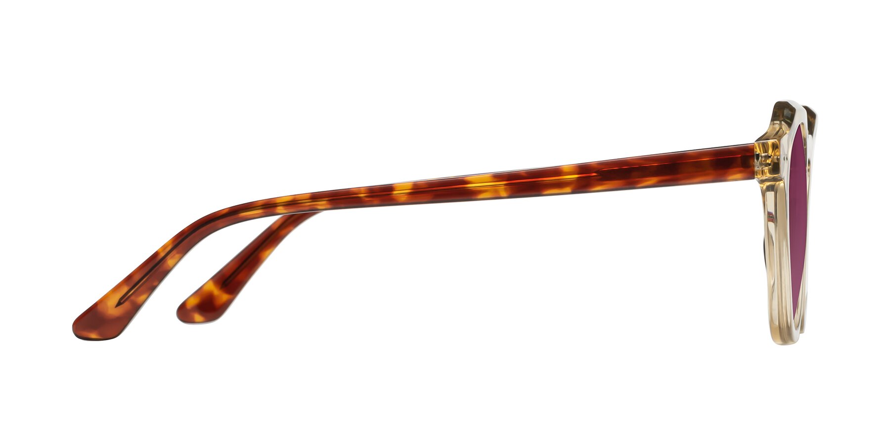 Side of Dyson in Amber-Tortoise with Wine Tinted Lenses