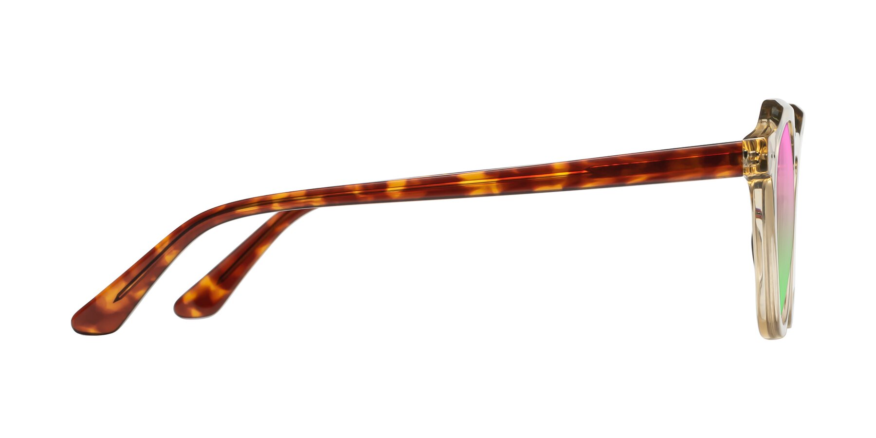 Side of Dyson in Amber-Tortoise with Pink / Green Gradient Lenses