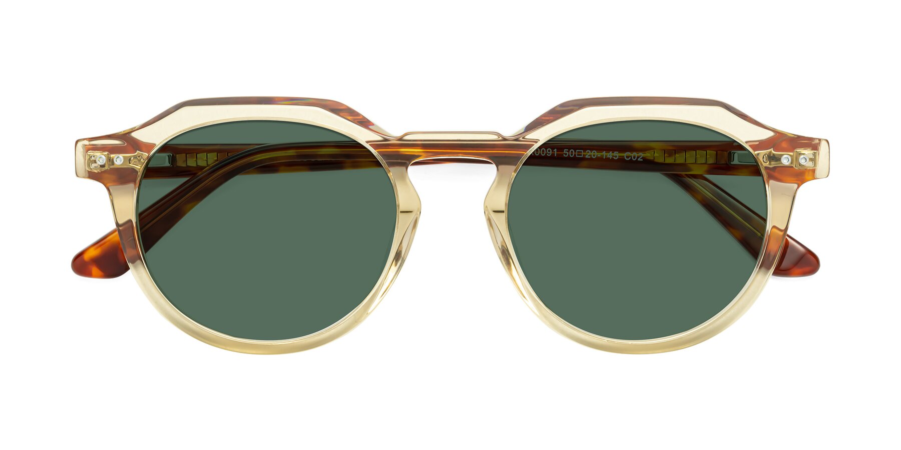 Folded Front of Dyson in Amber-Tortoise with Green Polarized Lenses
