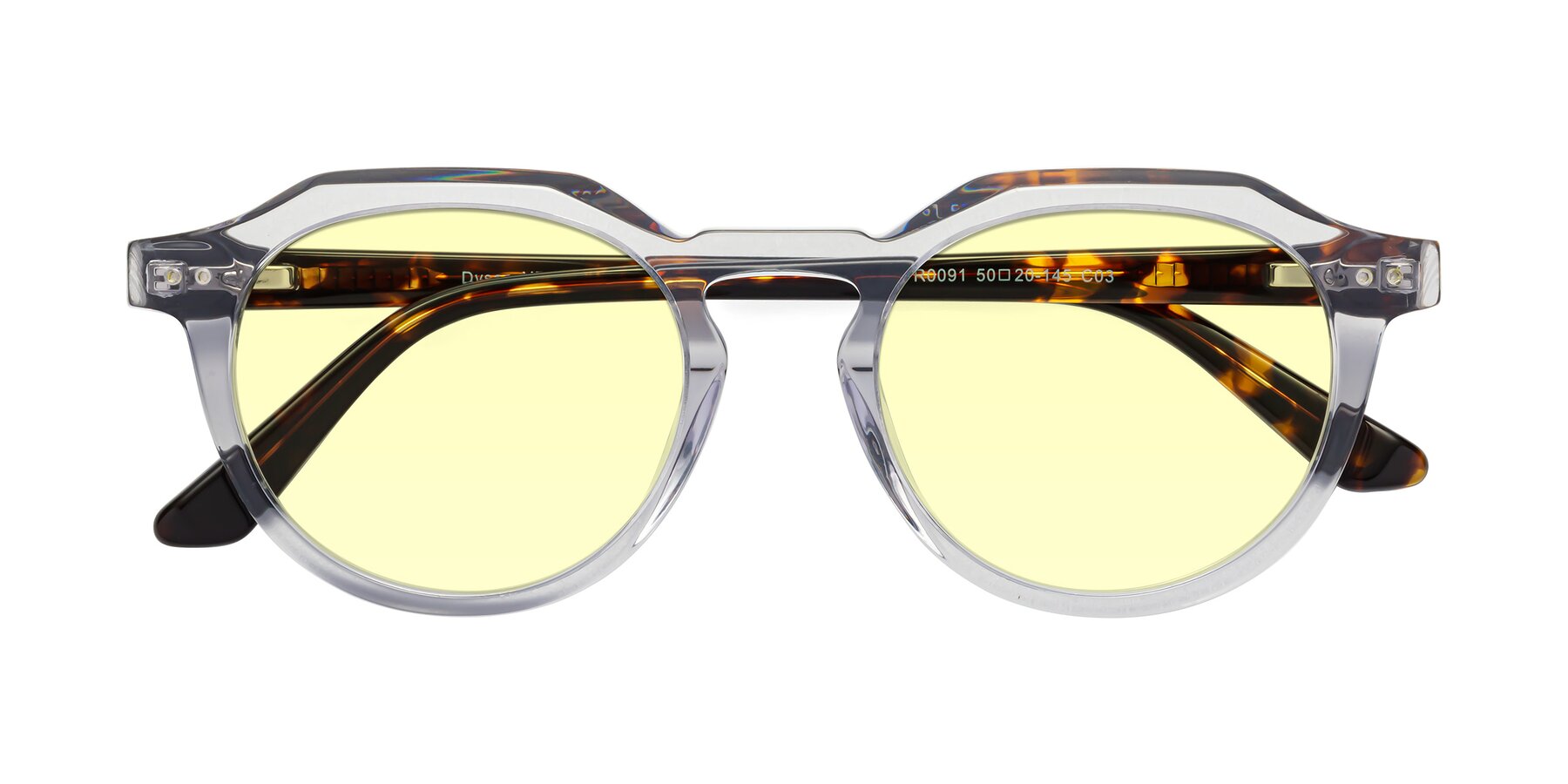 Folded Front of Dyson in Transparent Livid-Tortoise with Light Yellow Tinted Lenses