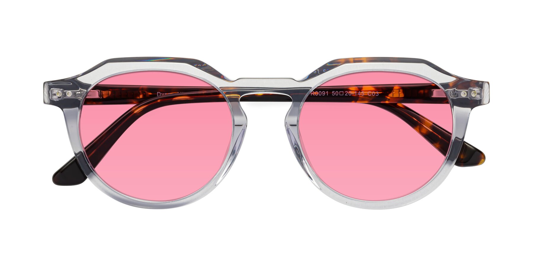 Folded Front of Dyson in Transparent Livid-Tortoise with Pink Tinted Lenses