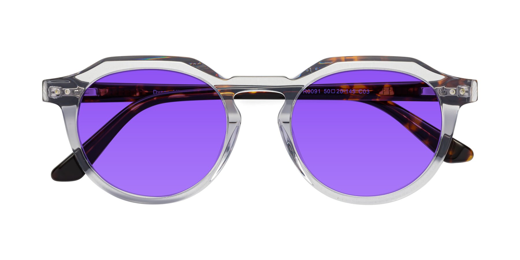 Folded Front of Dyson in Transparent Livid-Tortoise with Purple Tinted Lenses