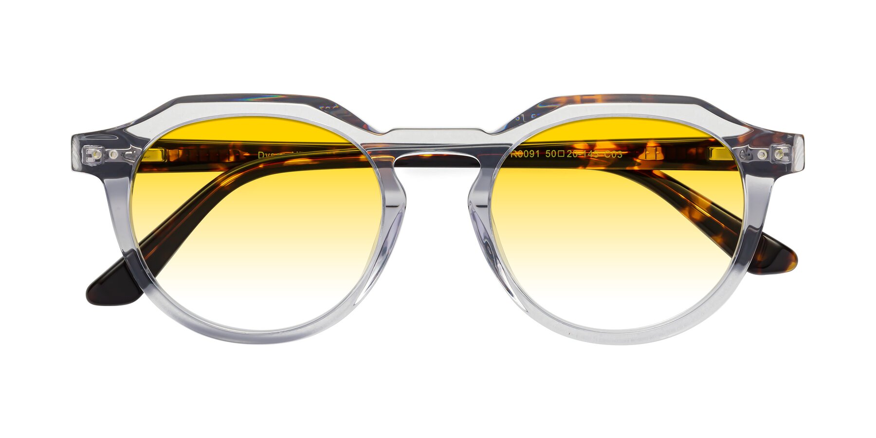 Folded Front of Dyson in Transparent Livid-Tortoise with Yellow Gradient Lenses