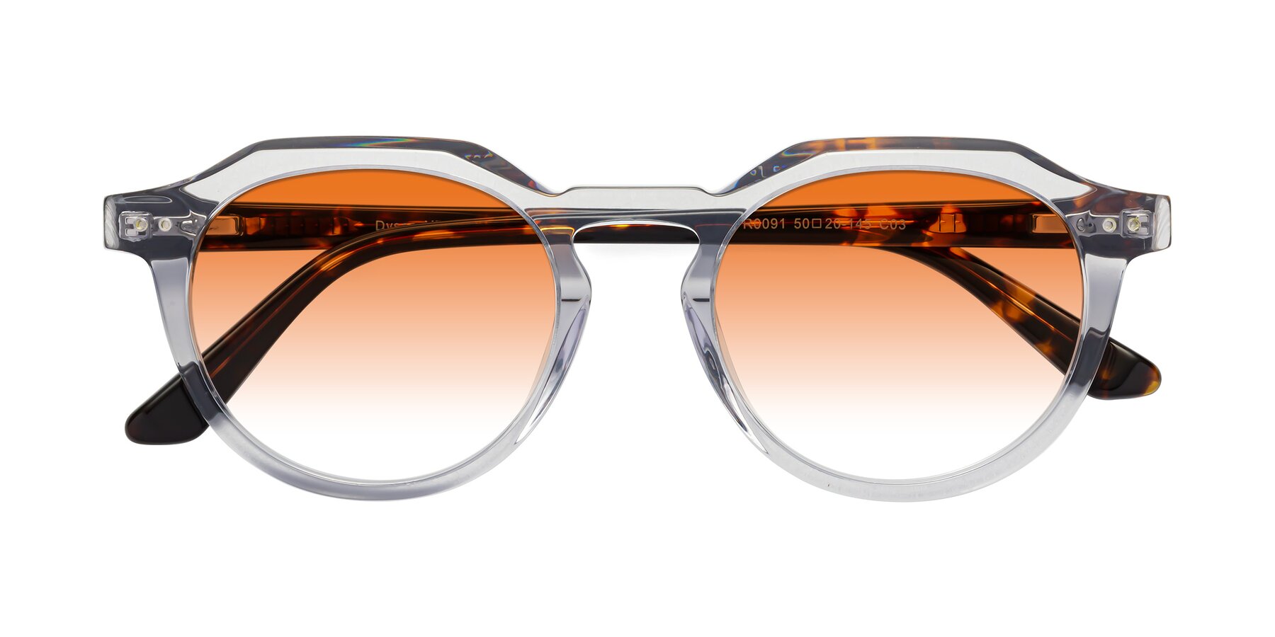 Folded Front of Dyson in Transparent Livid-Tortoise with Orange Gradient Lenses