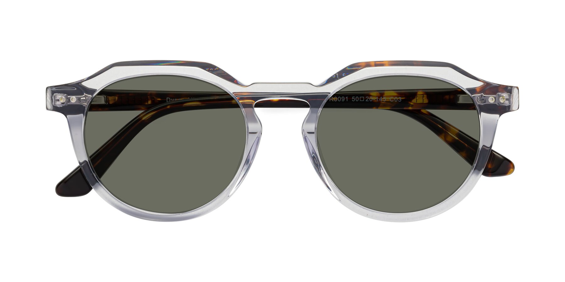 Folded Front of Dyson in Transparent Livid-Tortoise with Gray Polarized Lenses