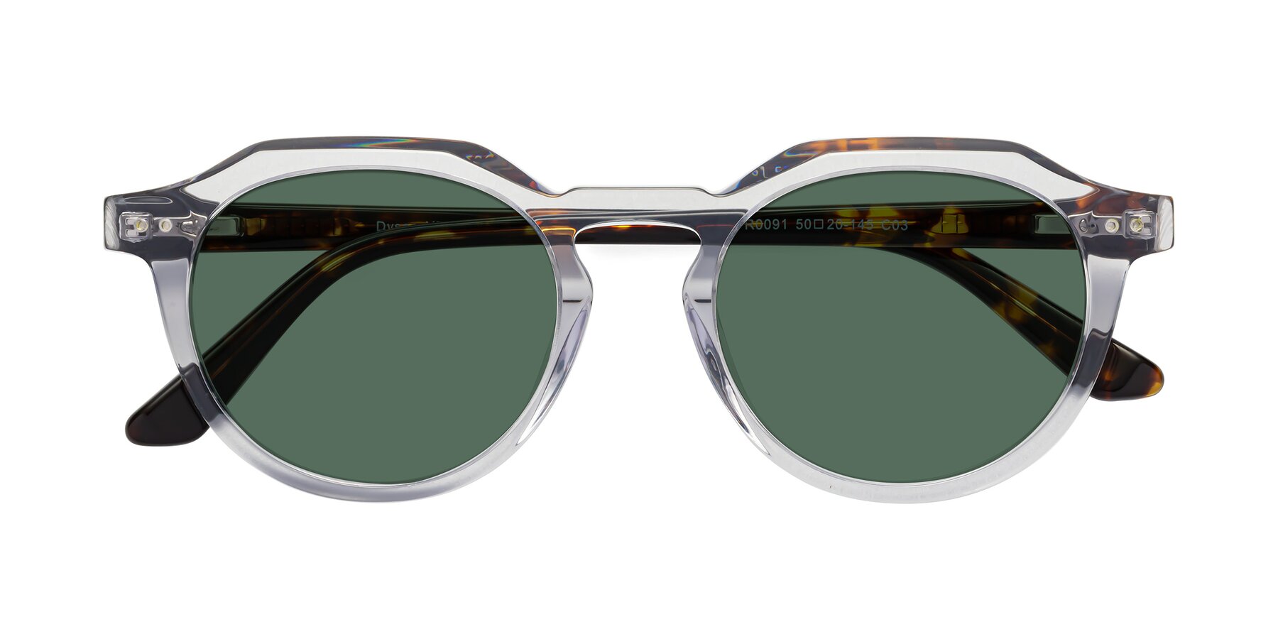 Folded Front of Dyson in Transparent Livid-Tortoise with Green Polarized Lenses