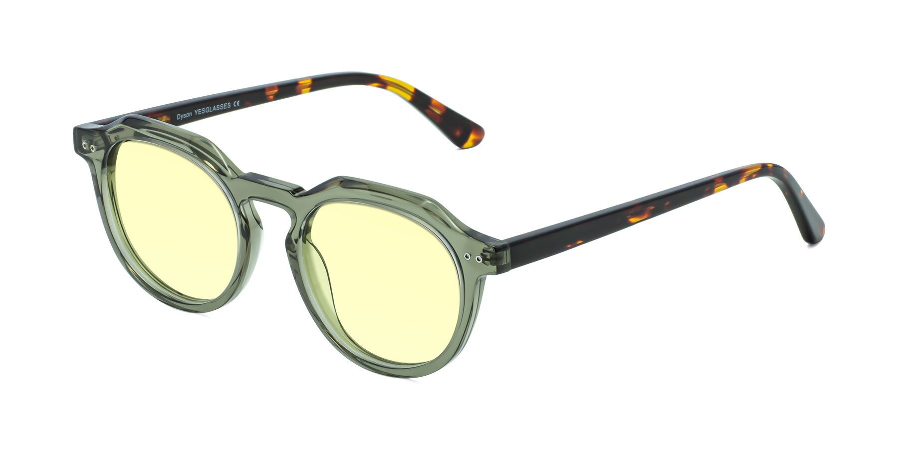 Angle of Dyson in Transparent Green-Tortoise with Light Yellow Tinted Lenses