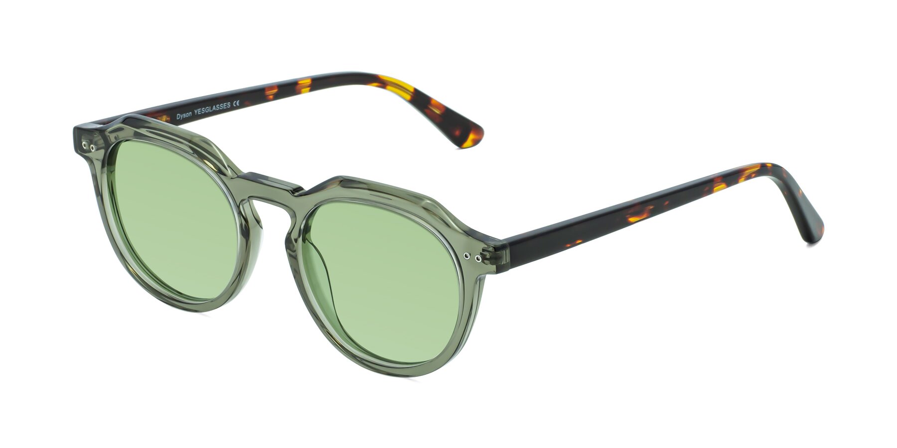 Angle of Dyson in Transparent Green-Tortoise with Medium Green Tinted Lenses