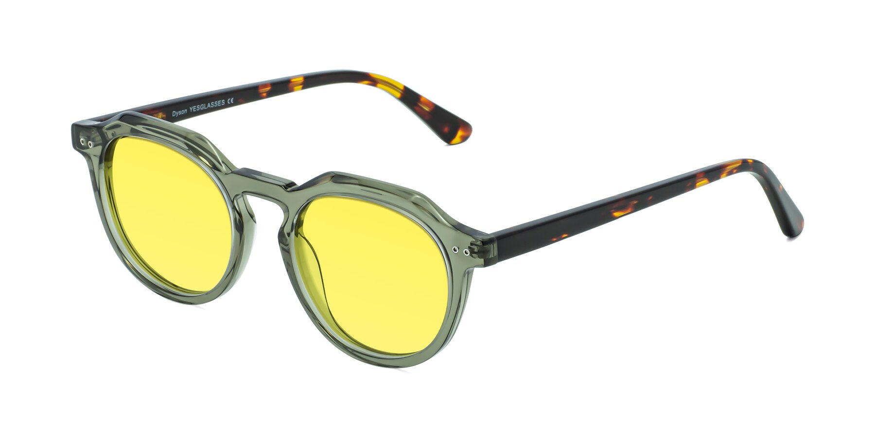 Angle of Dyson in Transparent Green-Tortoise with Medium Yellow Tinted Lenses