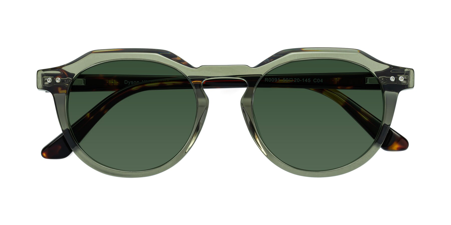 Folded Front of Dyson in Transparent Green-Tortoise with Green Tinted Lenses