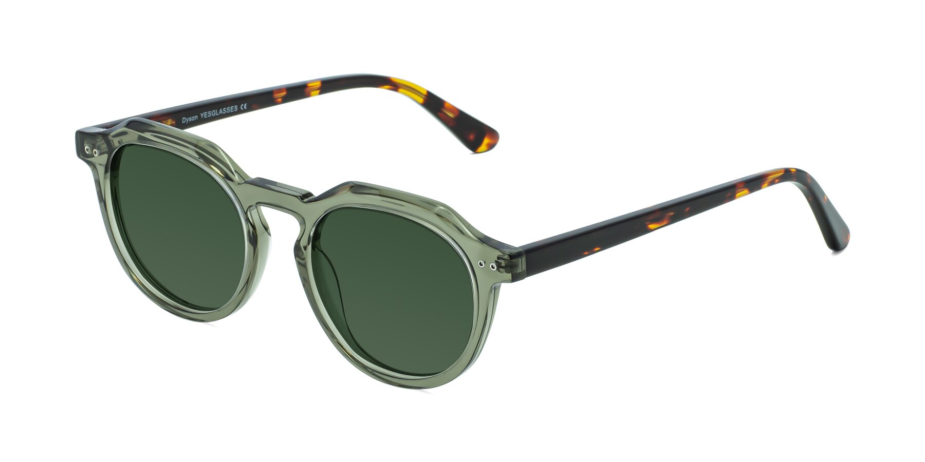 Angle of Dyson in Transparent Green-Tortoise with Green Tinted Lenses