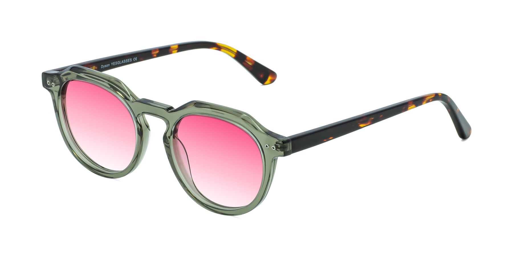 Angle of Dyson in Transparent Green-Tortoise with Pink Gradient Lenses