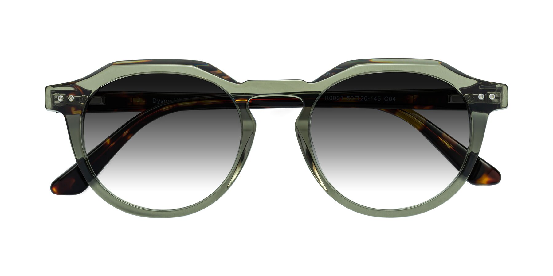 Folded Front of Dyson in Transparent Green-Tortoise with Gray Gradient Lenses