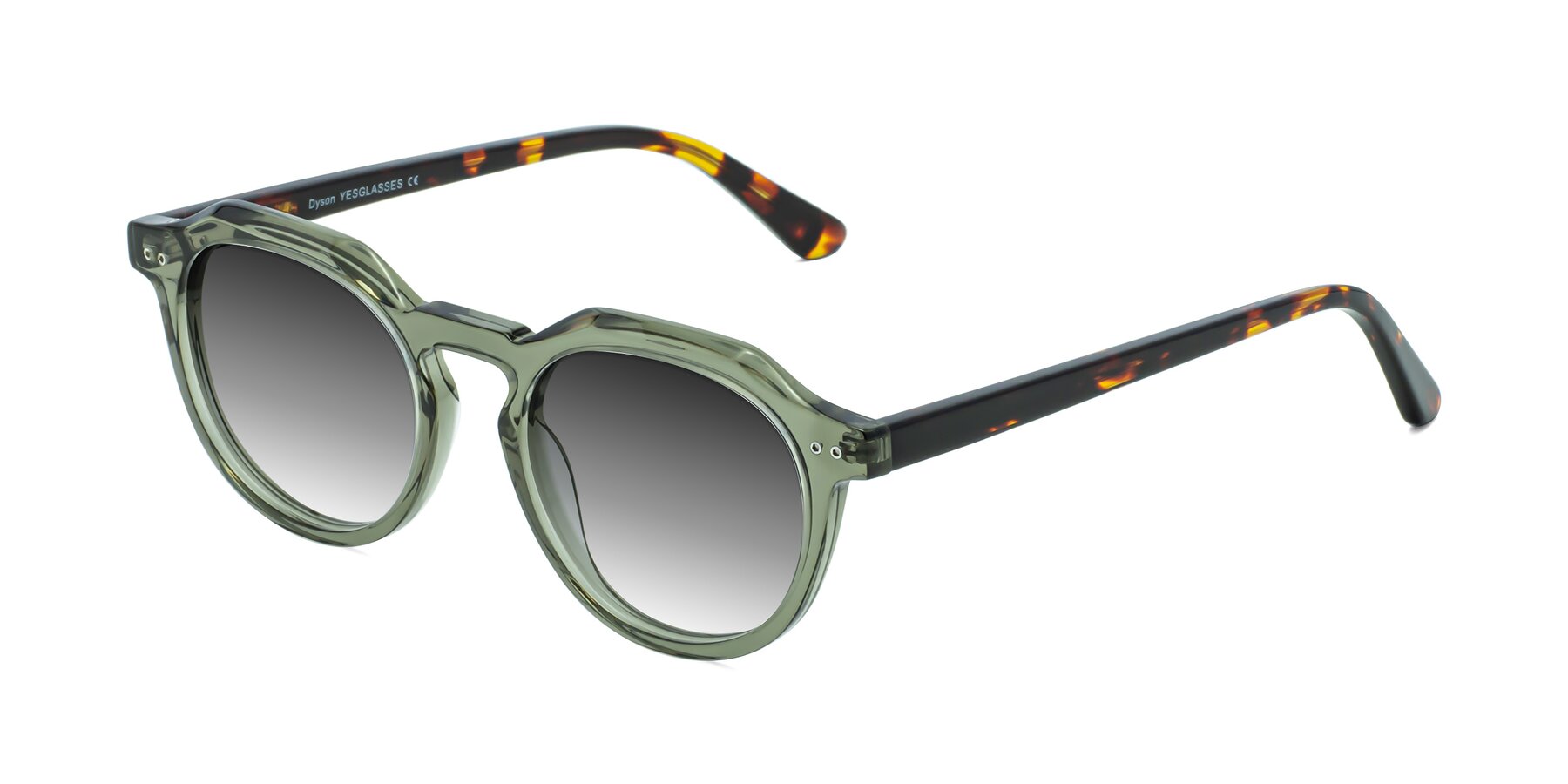 Angle of Dyson in Transparent Green-Tortoise with Gray Gradient Lenses