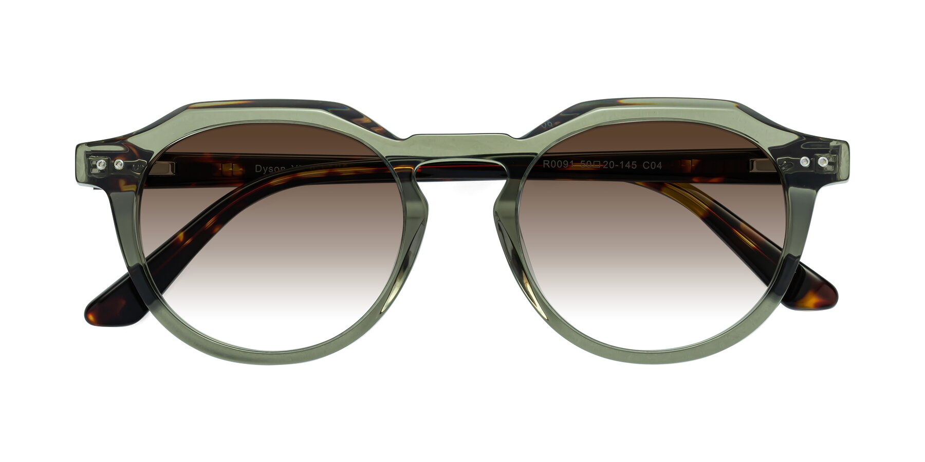 Folded Front of Dyson in Transparent Green-Tortoise with Brown Gradient Lenses
