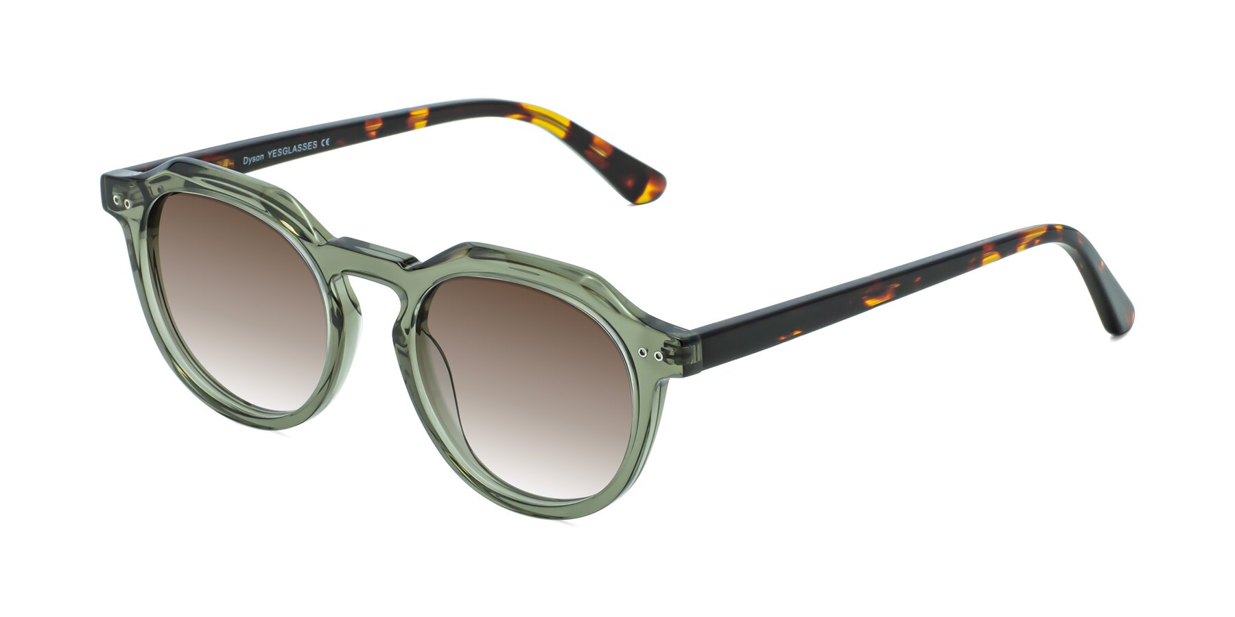 Angle of Dyson in Transparent Green-Tortoise with Brown Gradient Lenses