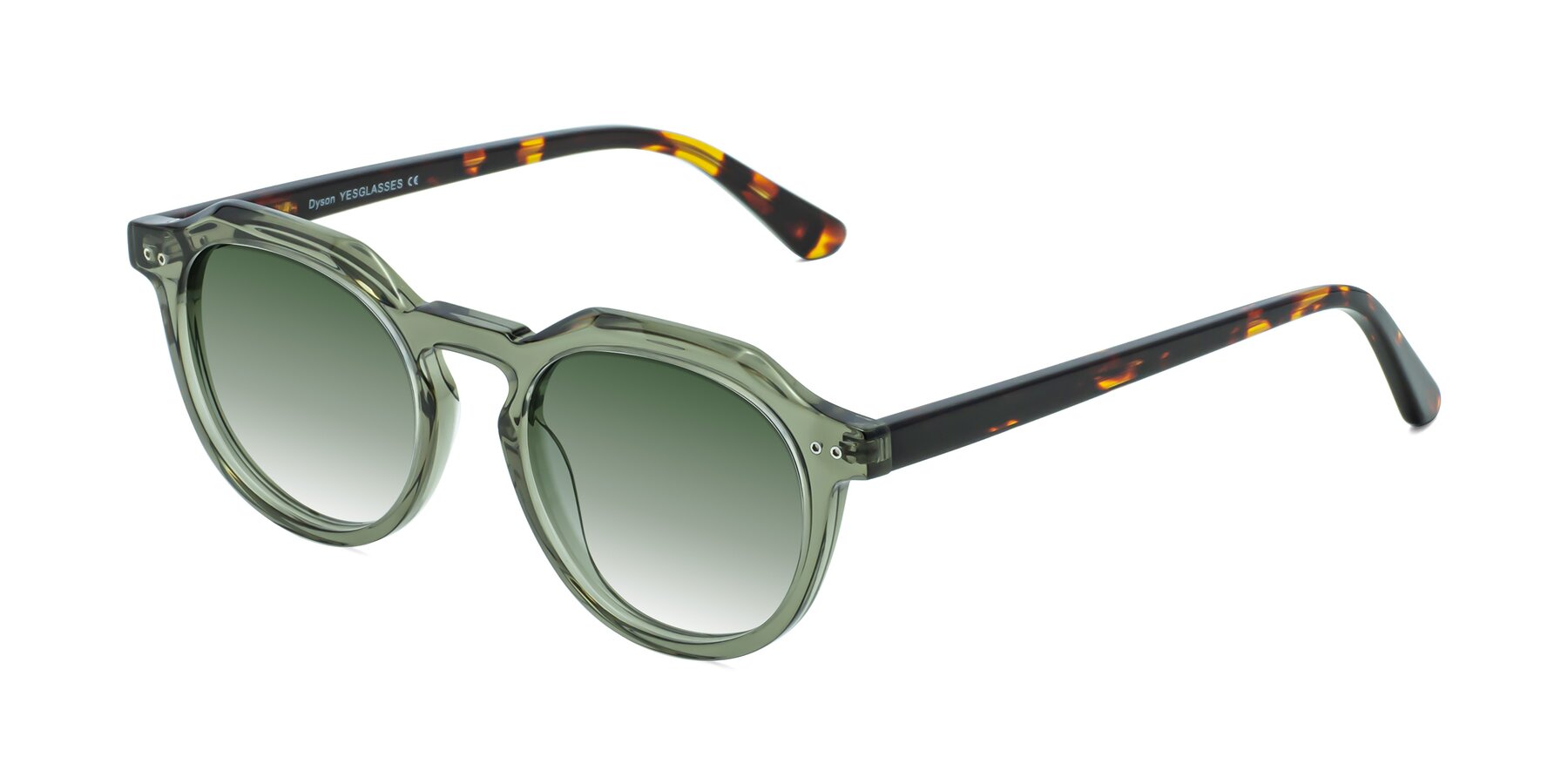 Angle of Dyson in Transparent Green-Tortoise with Green Gradient Lenses